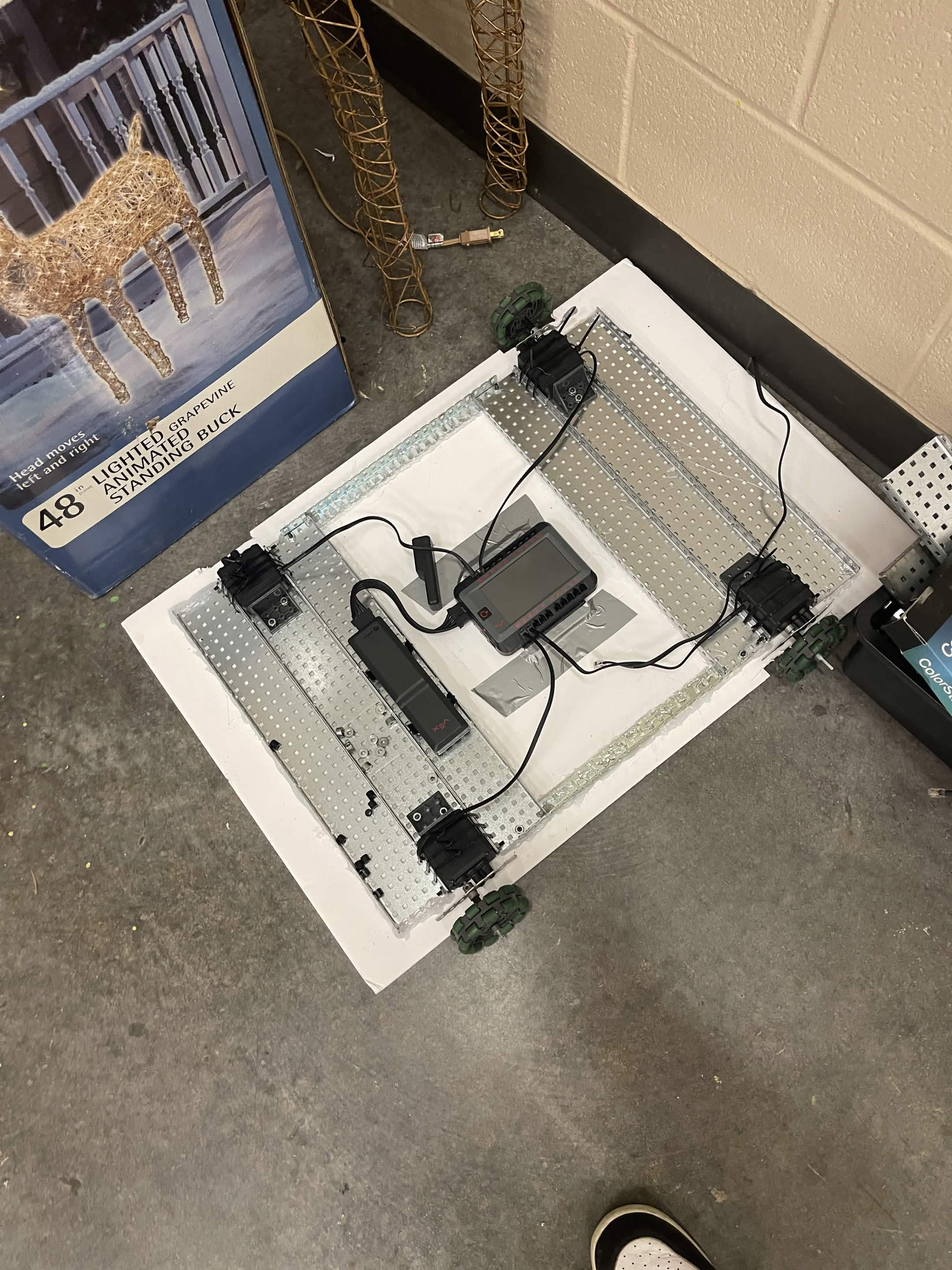 Robot drive chassis with wheels, motors, controller and wiring